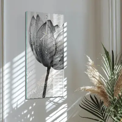 Horloge murale en verre rectangulaire Tulipe