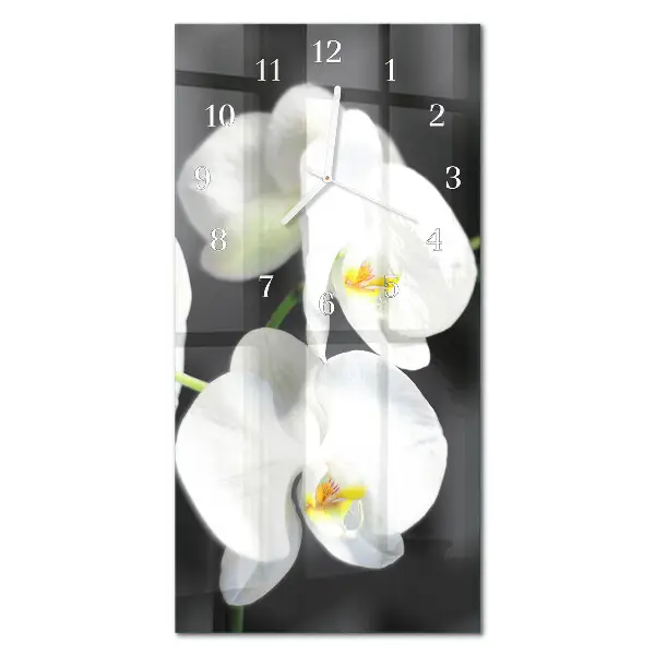 Horloge murale en verre rectangulaire Orchidée
