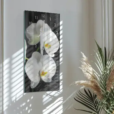 Horloge murale en verre rectangulaire Orchidée