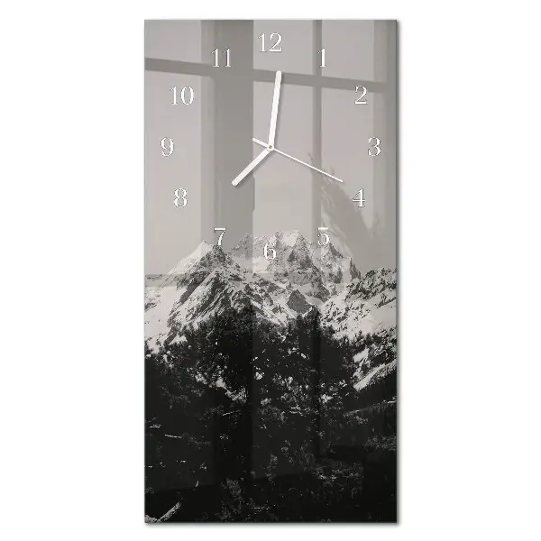 Horloge murale en verre rectangulaire Montagnes