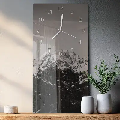 Horloge murale en verre rectangulaire Montagnes