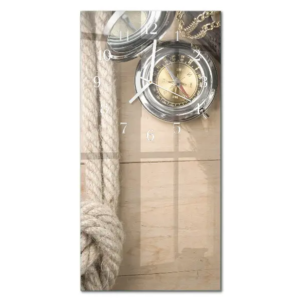 Horloge murale en verre rectangulaire Boussole