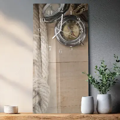 Horloge murale en verre rectangulaire Boussole