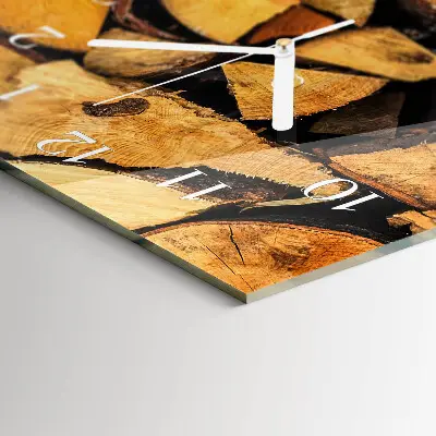 Horloge murale en verre rectangulaire Bois