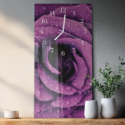 Horloge murale en verre rectangulaire Rose