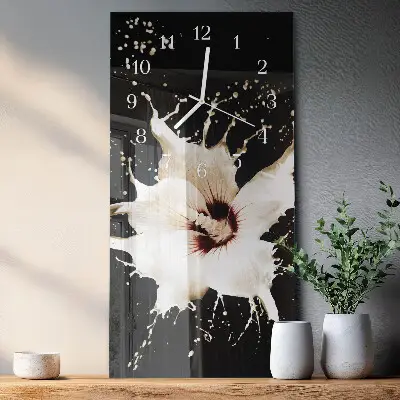 Horloge murale en verre rectangulaire Fleur