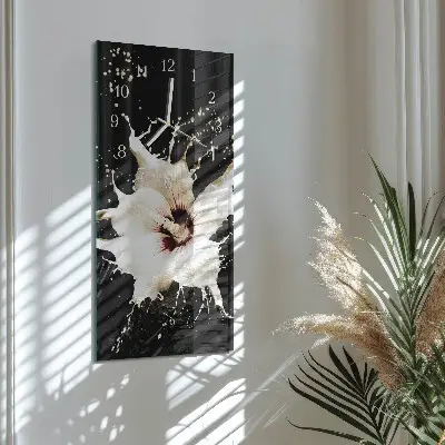Horloge murale en verre rectangulaire Fleur