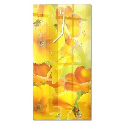 Horloge murale en verre rectangulaire Fleurs