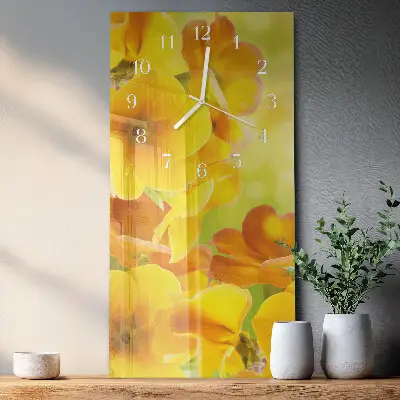 Horloge murale en verre rectangulaire Fleurs