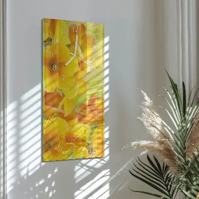 Horloge murale en verre rectangulaire Fleurs