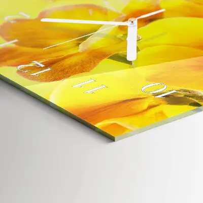 Horloge murale en verre rectangulaire Fleurs