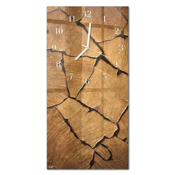Horloge murale en verre rectangulaire Motif en bois