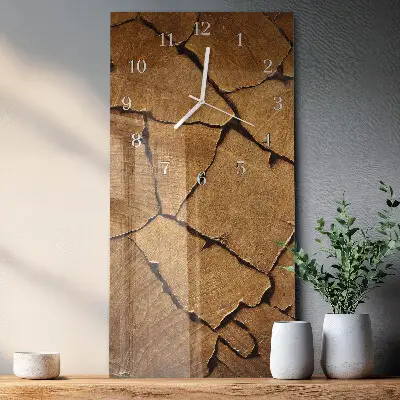 Horloge murale en verre rectangulaire Motif en bois