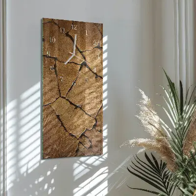 Horloge murale en verre rectangulaire Motif en bois