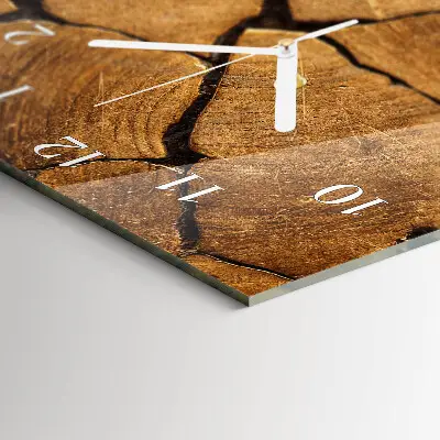 Horloge murale en verre rectangulaire Motif en bois