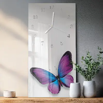 Horloge murale en verre rectangulaire Papillons