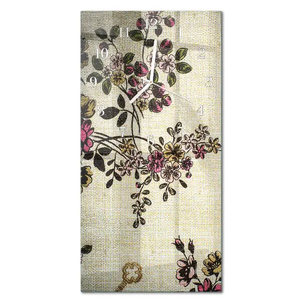 Horloge murale en verre rectangulaire Motif floral