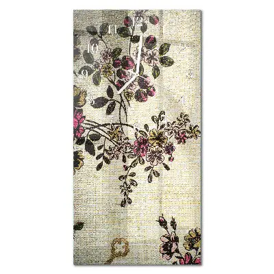 Horloge murale en verre rectangulaire Motif floral