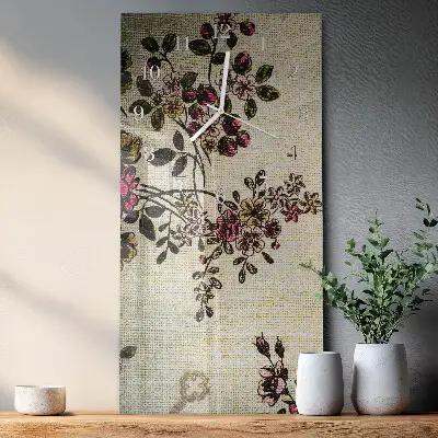 Horloge murale en verre rectangulaire Motif floral