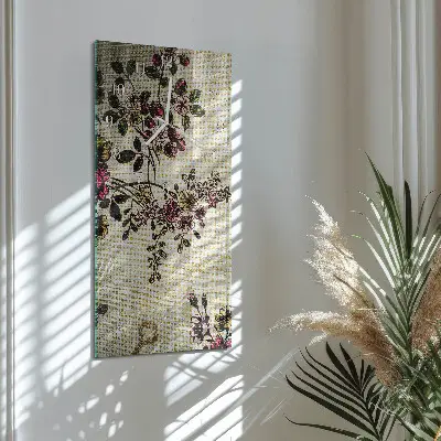 Horloge murale en verre rectangulaire Motif floral