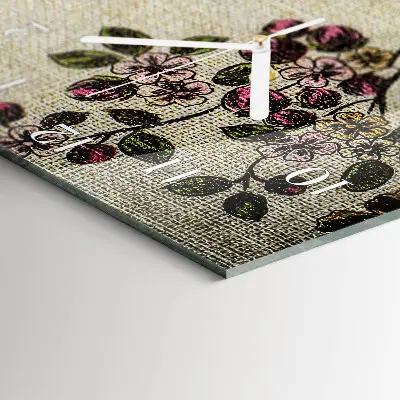 Horloge murale en verre rectangulaire Motif floral