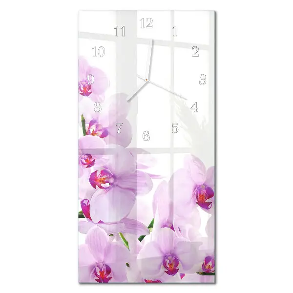 Horloge murale en verre rectangulaire Orchidées