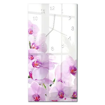 Horloge murale en verre rectangulaire Orchidées
