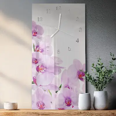 Horloge murale en verre rectangulaire Orchidées