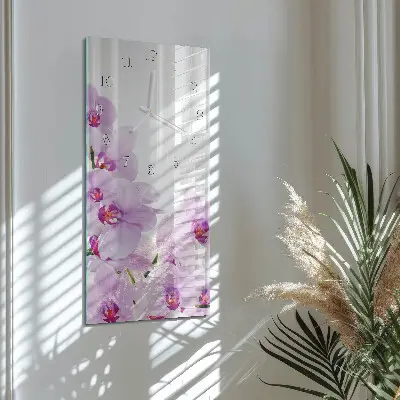 Horloge murale en verre rectangulaire Orchidées