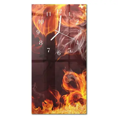 Horloge murale en verre rectangulaire Fleurs de feu