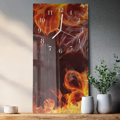 Horloge murale en verre rectangulaire Fleurs de feu
