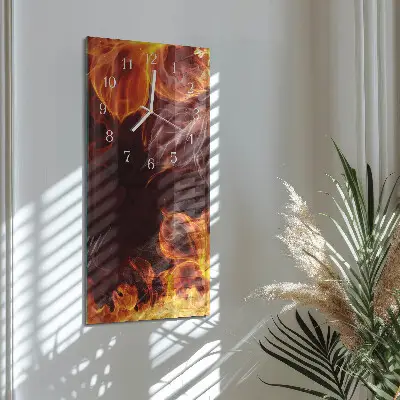 Horloge murale en verre rectangulaire Fleurs de feu