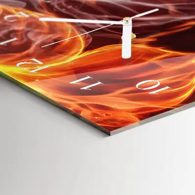 Horloge murale en verre rectangulaire Fleurs de feu
