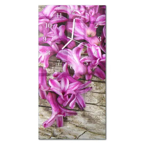 Horloge murale en verre rectangulaire Fleurs