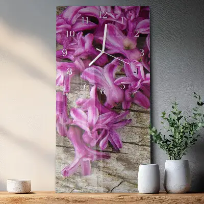 Horloge murale en verre rectangulaire Fleurs