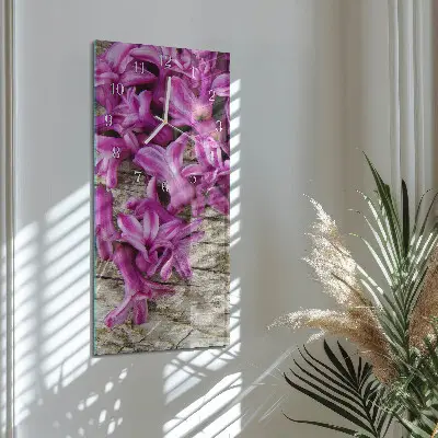 Horloge murale en verre rectangulaire Fleurs