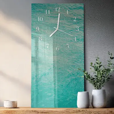 Horloge murale en verre rectangulaire Eau