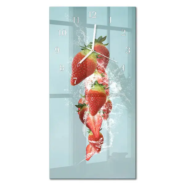 Horloge murale en verre rectangulaire Fraise