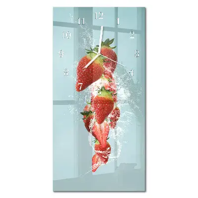 Horloge murale en verre rectangulaire Fraise