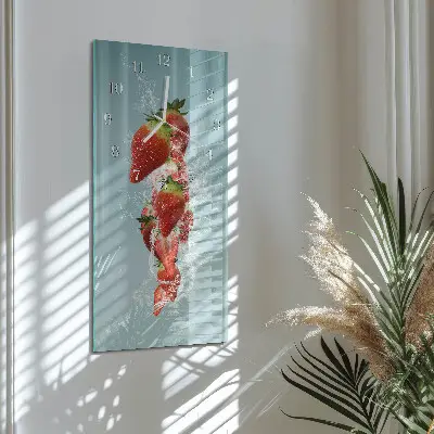 Horloge murale en verre rectangulaire Fraise