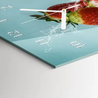 Horloge murale en verre rectangulaire Fraise