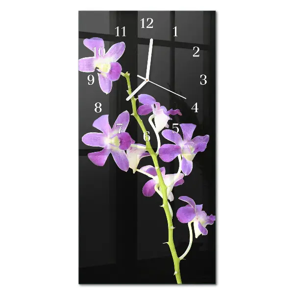 Horloge murale en verre rectangulaire Fleurs