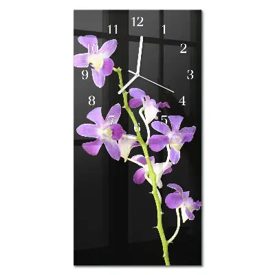 Horloge murale en verre rectangulaire Fleurs