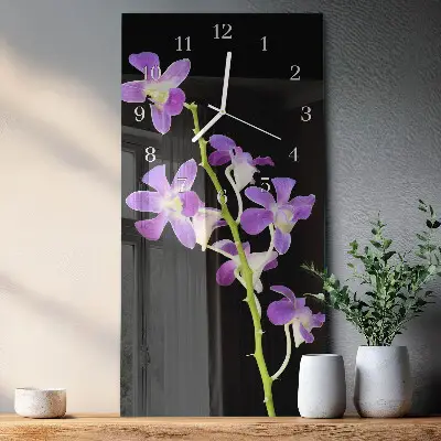 Horloge murale en verre rectangulaire Fleurs
