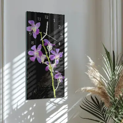 Horloge murale en verre rectangulaire Fleurs