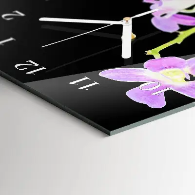 Horloge murale en verre rectangulaire Fleurs