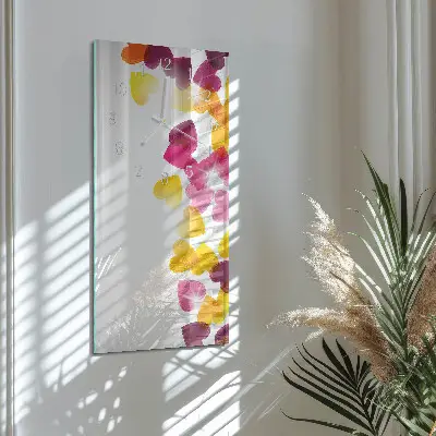 Horloge murale en verre rectangulaire Cœurs colorés