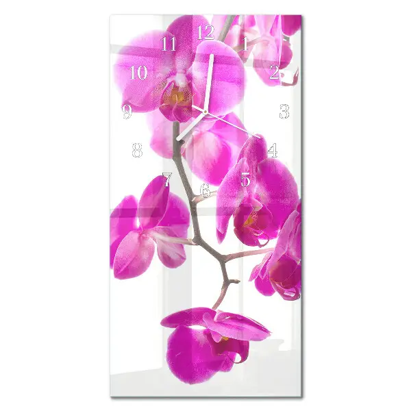 Horloge murale en verre rectangulaire Orchidées