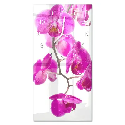 Horloge murale en verre rectangulaire Orchidées