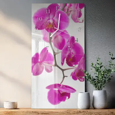 Horloge murale en verre rectangulaire Orchidées